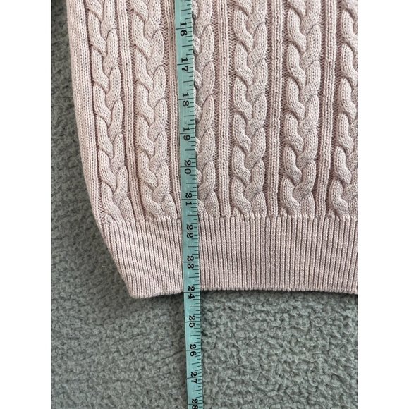 H&M Womens Sweater Size S Pink Cable Knit Pullover Long Sleeve Crew Neck Basic - Picture 6 of 9